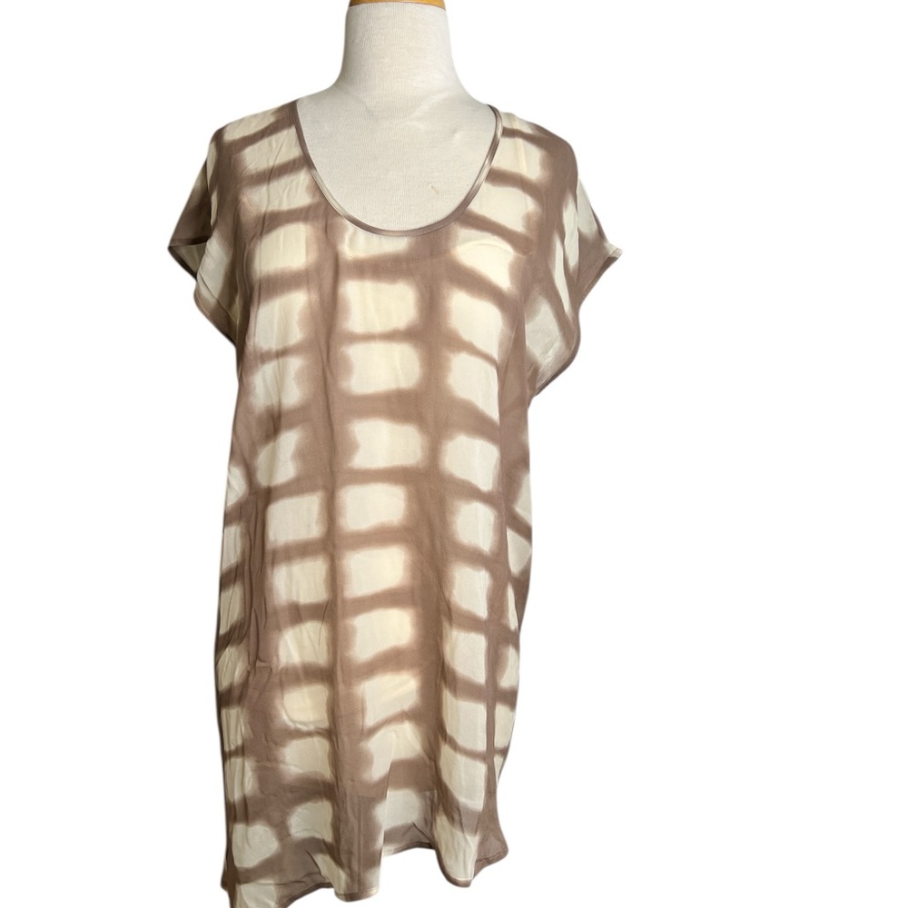 7 For All Mankind Neutral Cream 100% silk Layer Top